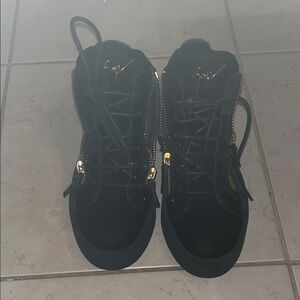 Giuseppe Zanotti Black Sneakers with Gold Accents
